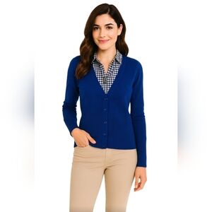 Tory Burch 100% Cashmere Cardigan in Cobalt Blue with small hole